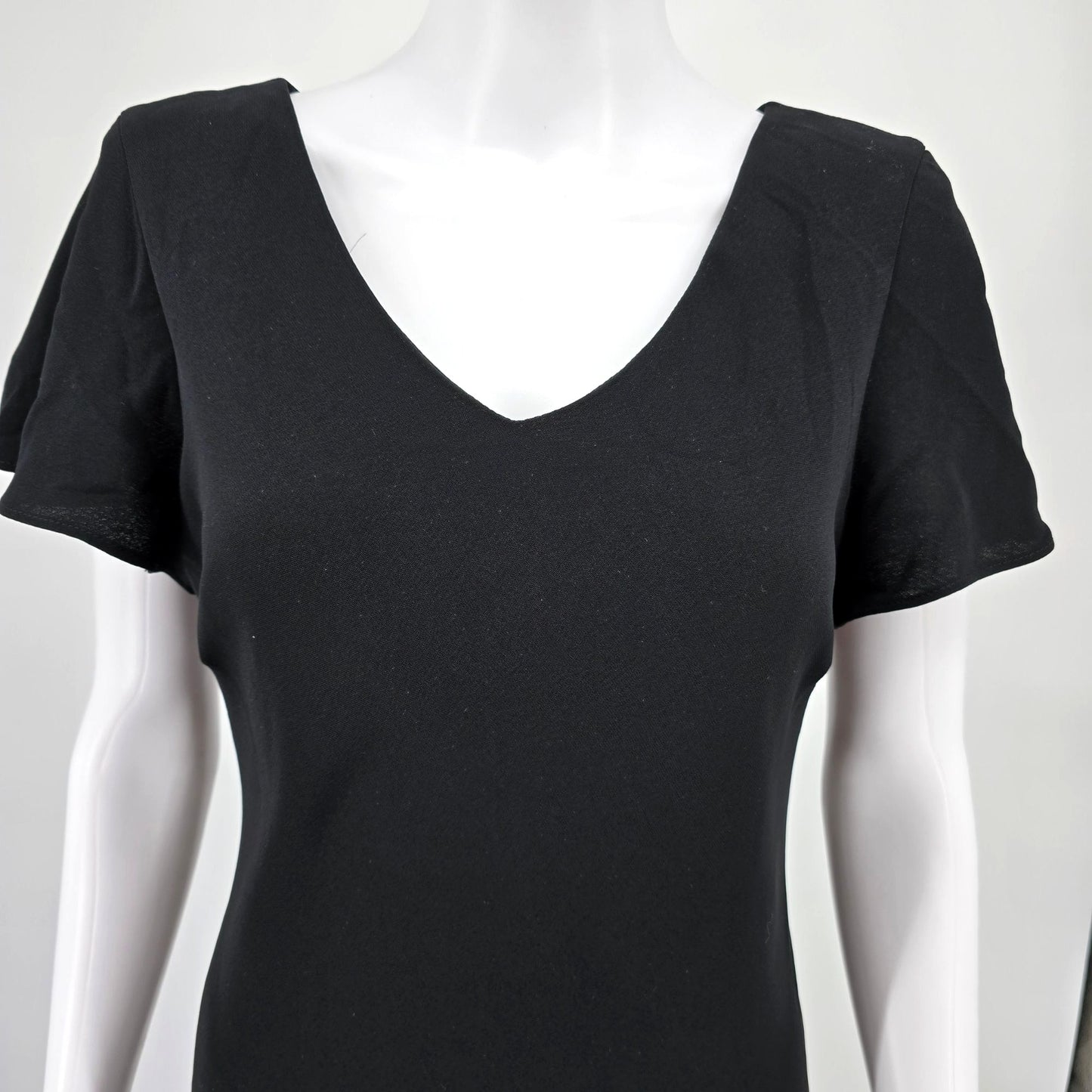 Vintage Y2K S.L. Fashions Made in USA Black Scalloped Hem Cocktail Dress (8/M)