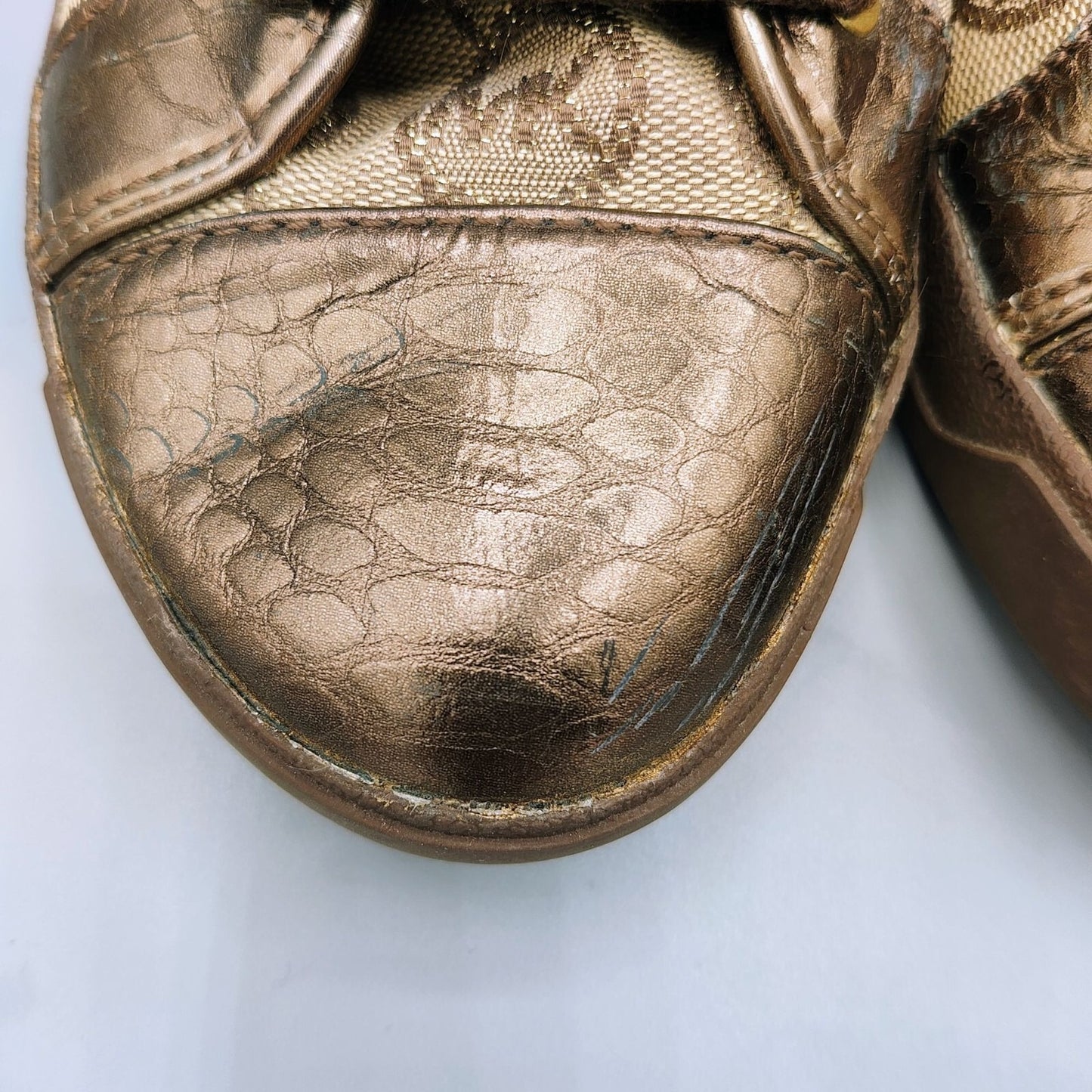 Michael Kors Women's Bronze/Tan Monogram Leather and Canvas Sneakers (Size 10M)