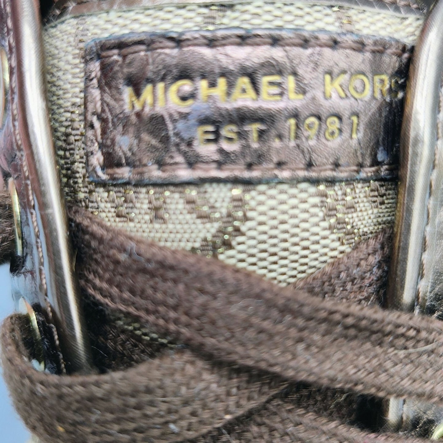 Michael Kors Women's Bronze/Tan Monogram Leather and Canvas Sneakers (Size 10M)
