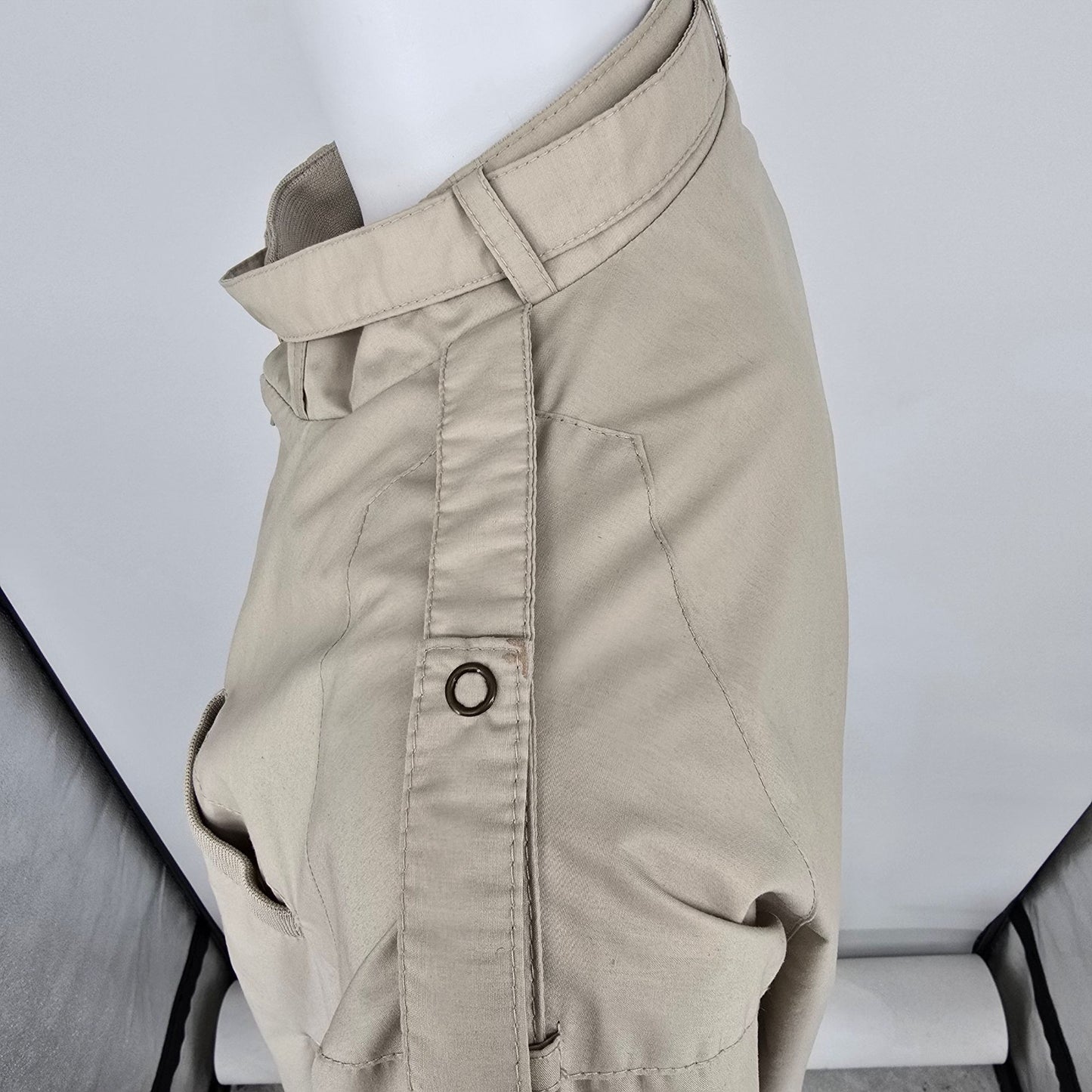 Vintage 1980s Members Only Zip-Front Beige Polycotton Racer Jacket (XL)