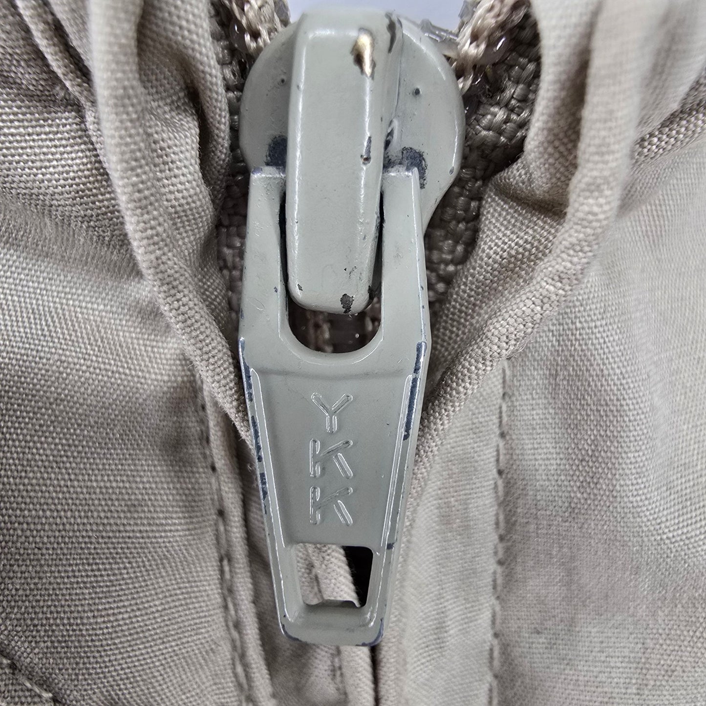 Vintage 1980s Members Only Zip-Front Beige Polycotton Racer Jacket (XL)