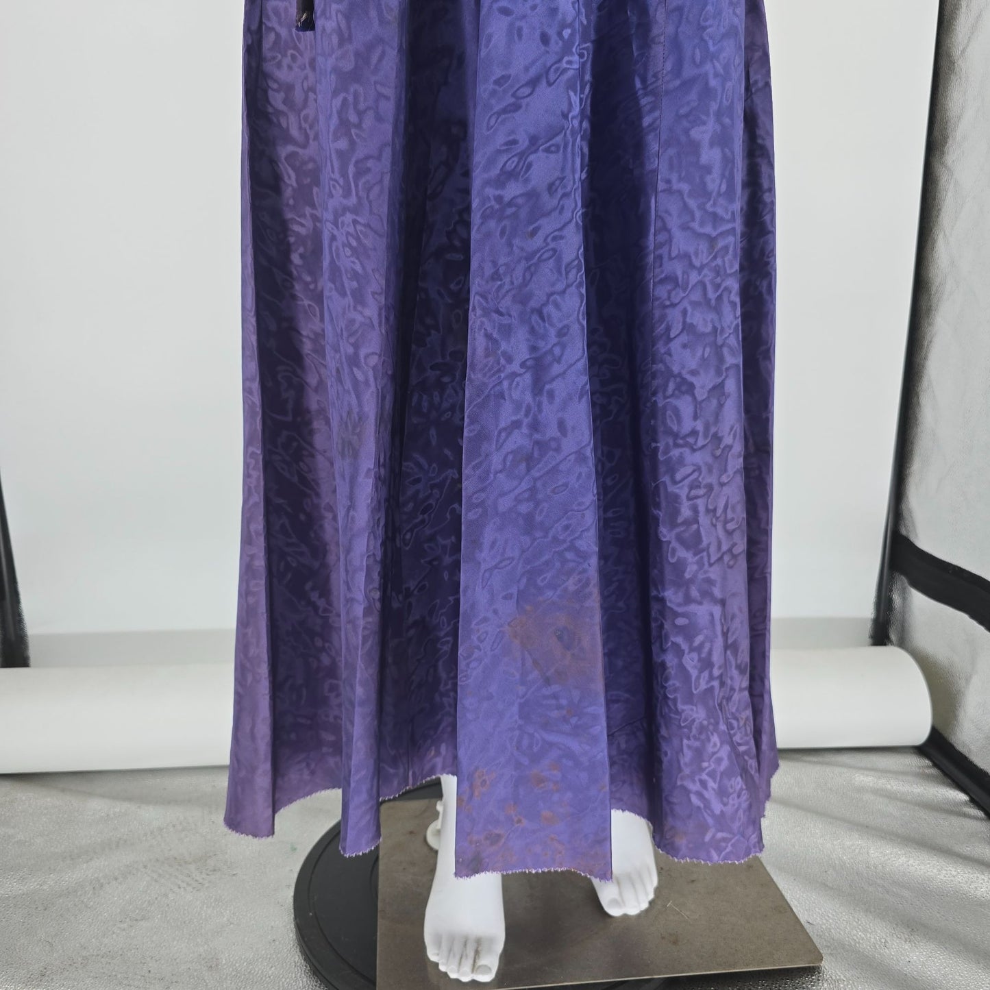 Vintage 1930s Royal Purple Moire Taffeta Evening Gown Dress (M) *Damaged
