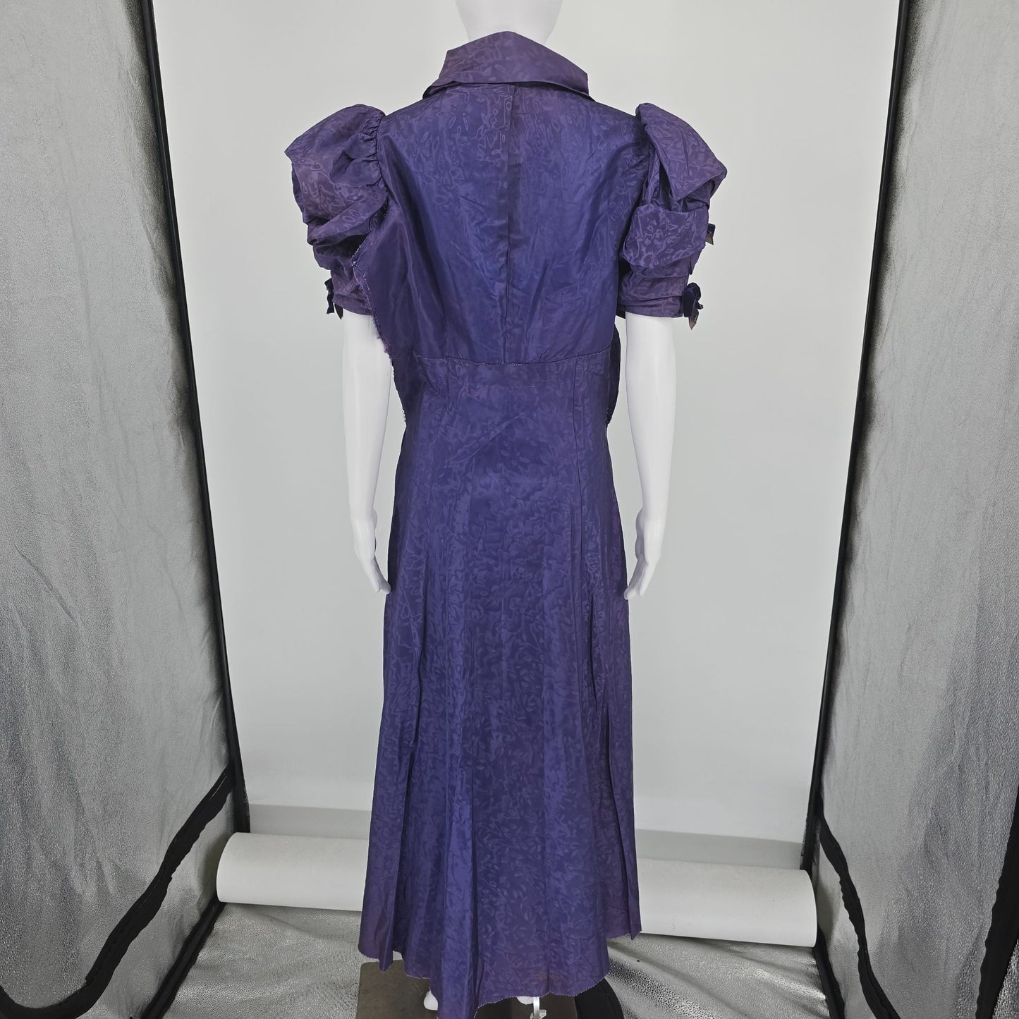 Vintage 1930s Royal Purple Moire Taffeta Evening Gown Dress (M) *Damaged