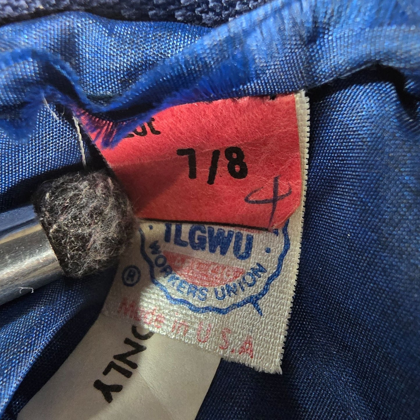 Vintage 1970s Navy Blue Rhinestone Trim Spaghetti Strap Party Dress (XS)