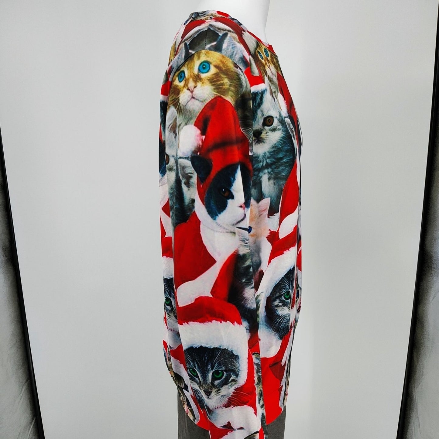 PIZOFF Mens All Over Cat Print Long Sleeve Crewneck Christmas Sweatshirt (Small)