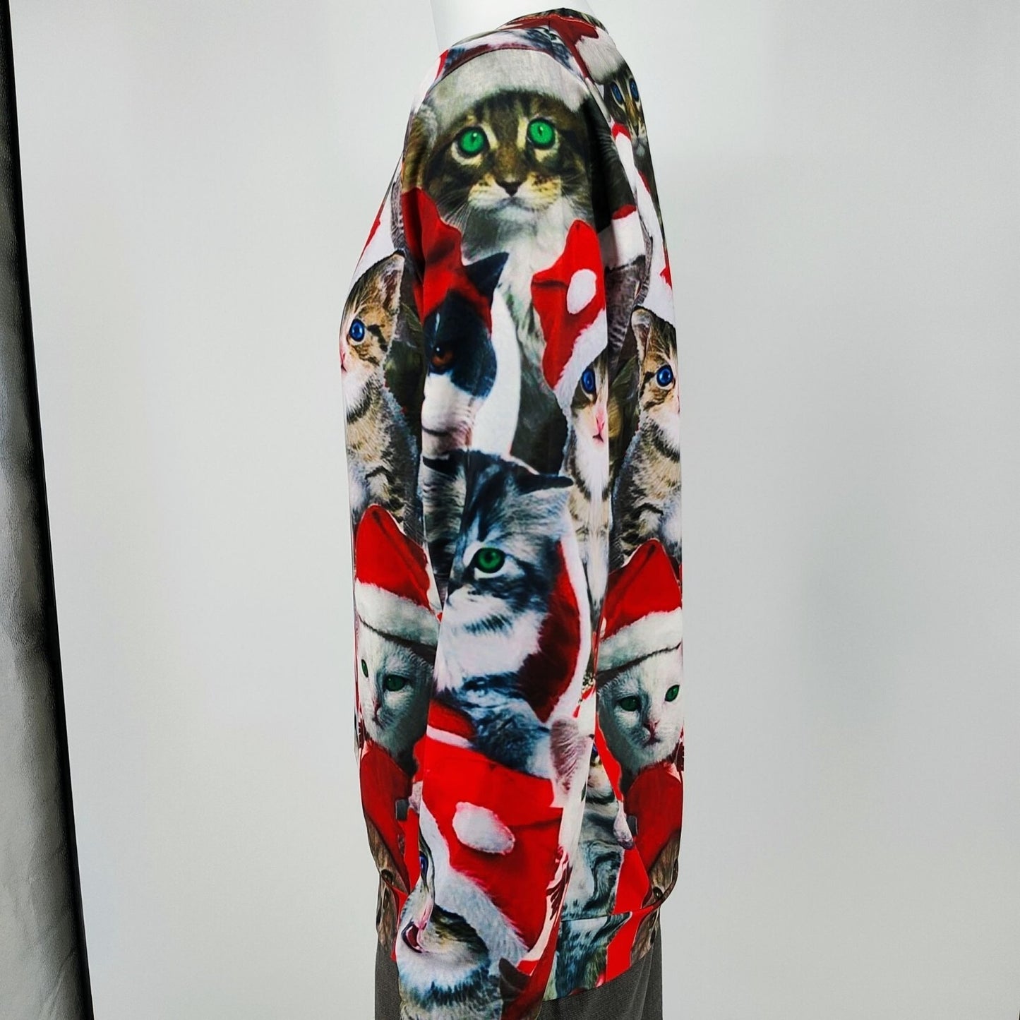 PIZOFF Mens All Over Cat Print Long Sleeve Crewneck Christmas Sweatshirt (Small)