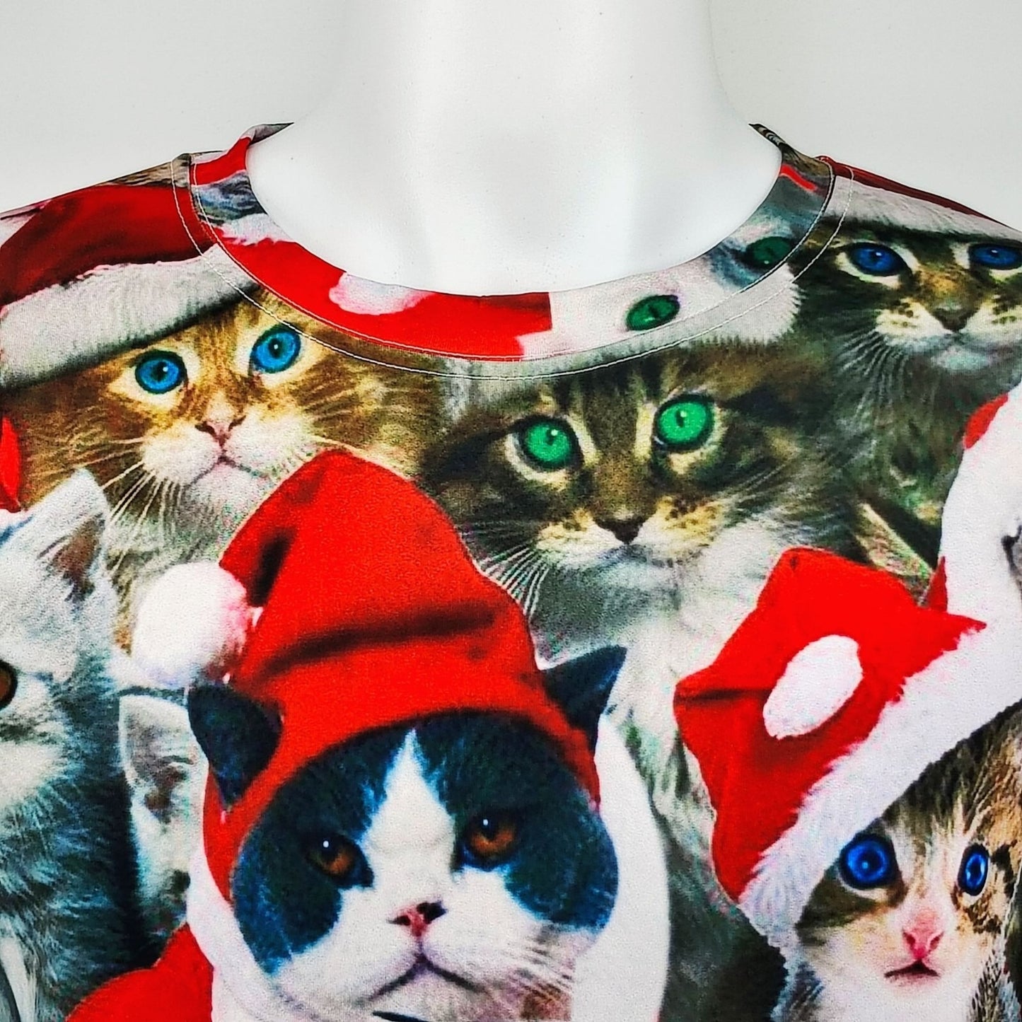 PIZOFF Mens All Over Cat Print Long Sleeve Crewneck Christmas Sweatshirt (Small)