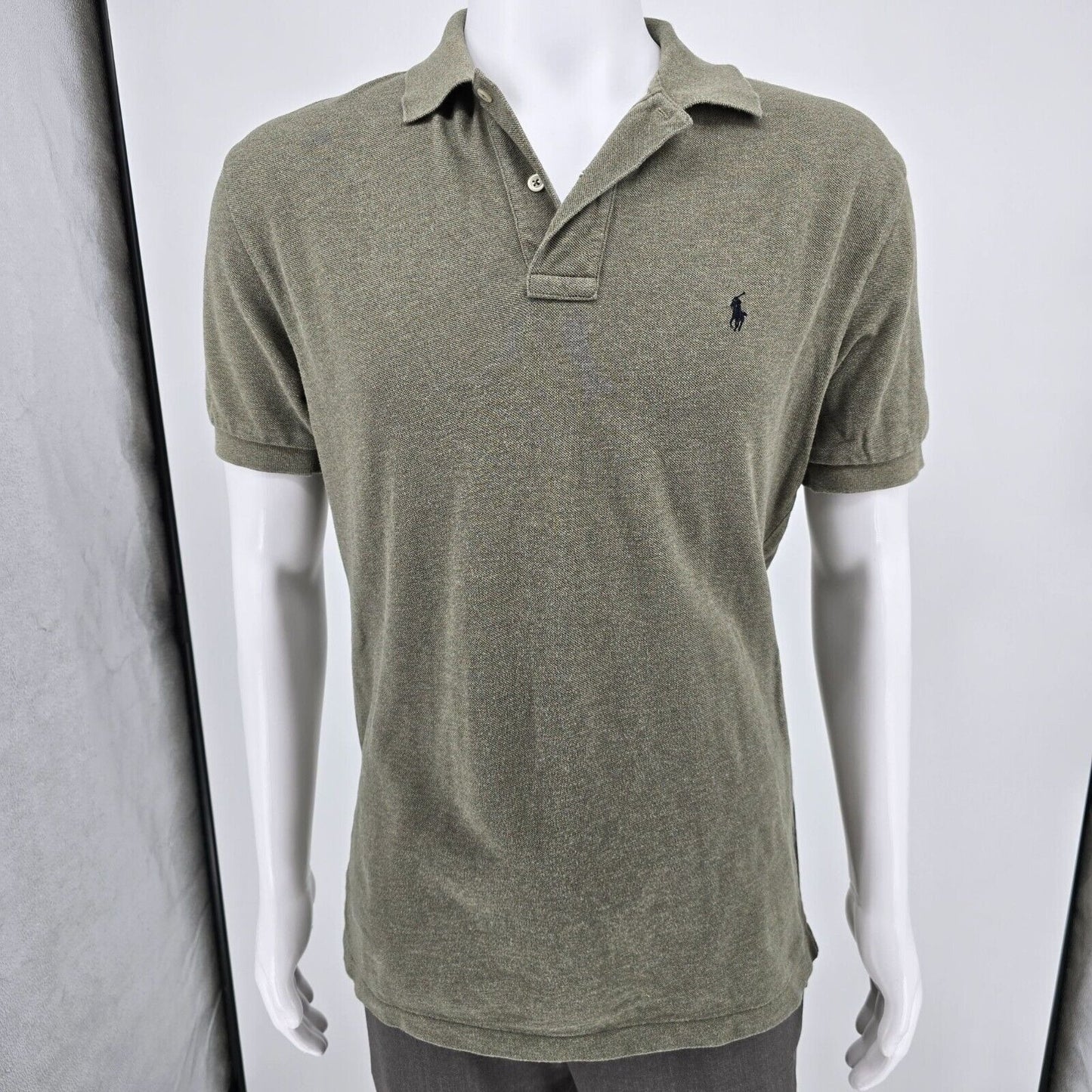 Vintage 1990s/Y2K Polo Ralph Lauren Olive Green Cotton Polo Shirt (Medium)