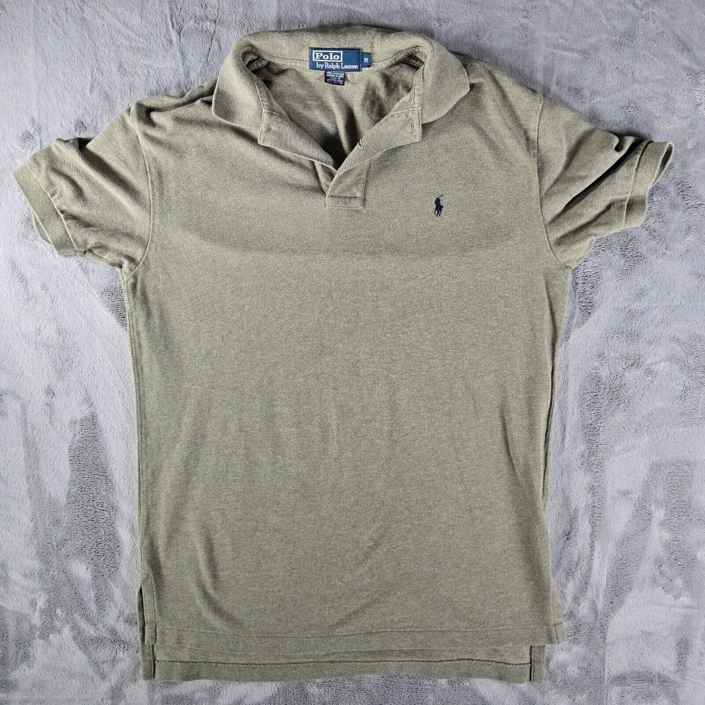Vintage 1990s/Y2K Polo Ralph Lauren Olive Green Cotton Polo Shirt (Medium)