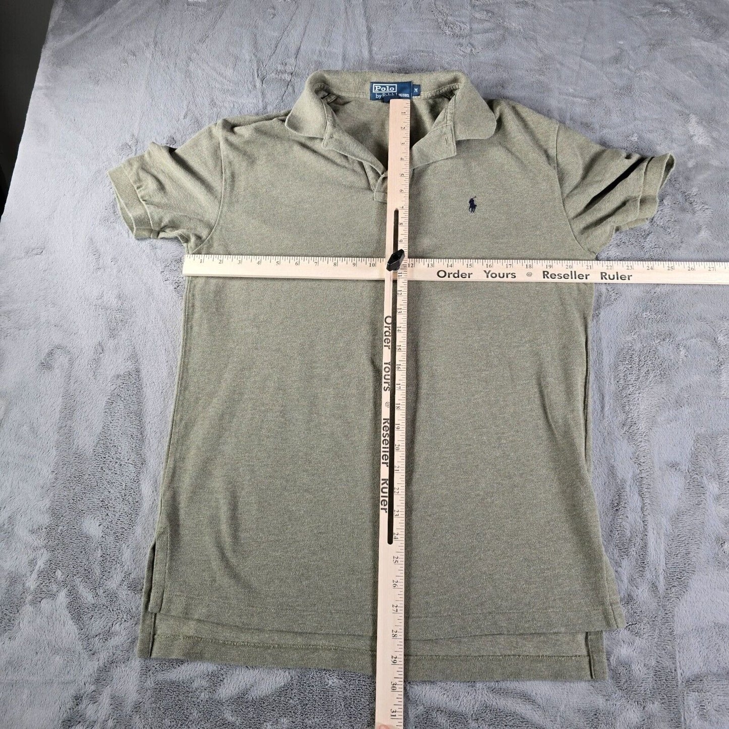 Vintage 1990s/Y2K Polo Ralph Lauren Olive Green Cotton Polo Shirt (Medium)
