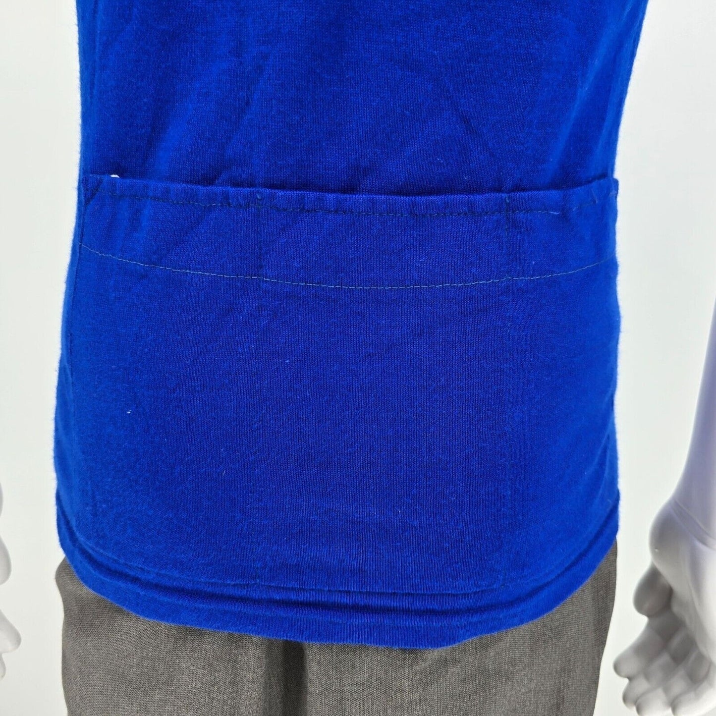 Vintage 1970s Au Tour De France Quarter Zip Knit Blue Cycling Jersey (Small)