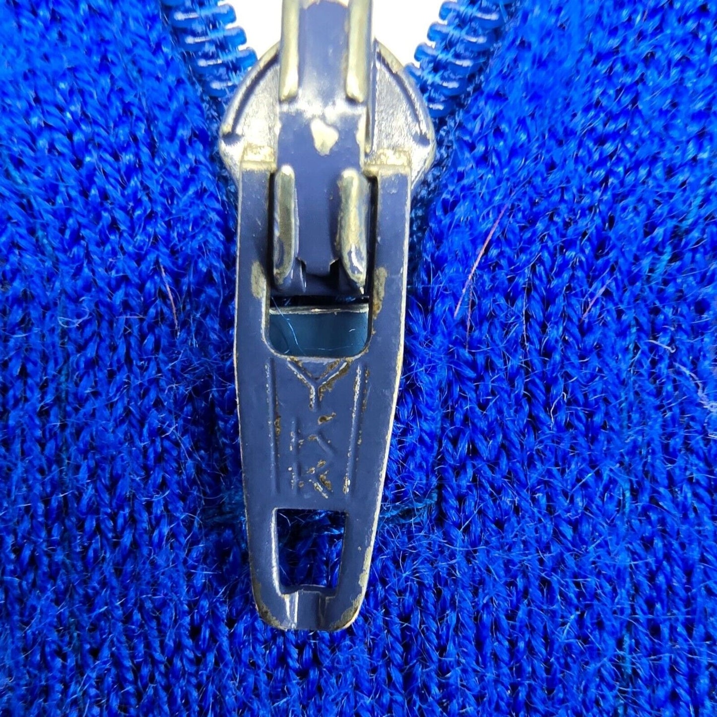 Vintage 1970s Au Tour De France Quarter Zip Knit Blue Cycling Jersey (Small)