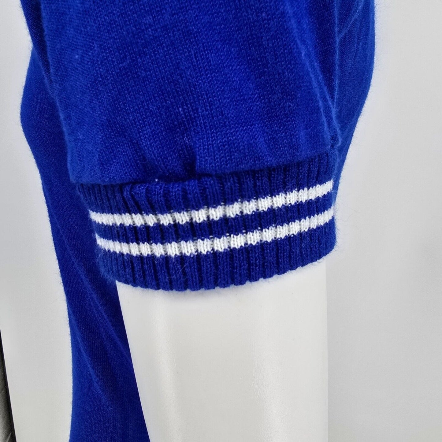 Vintage 1970s Au Tour De France Quarter Zip Knit Blue Cycling Jersey (Small)