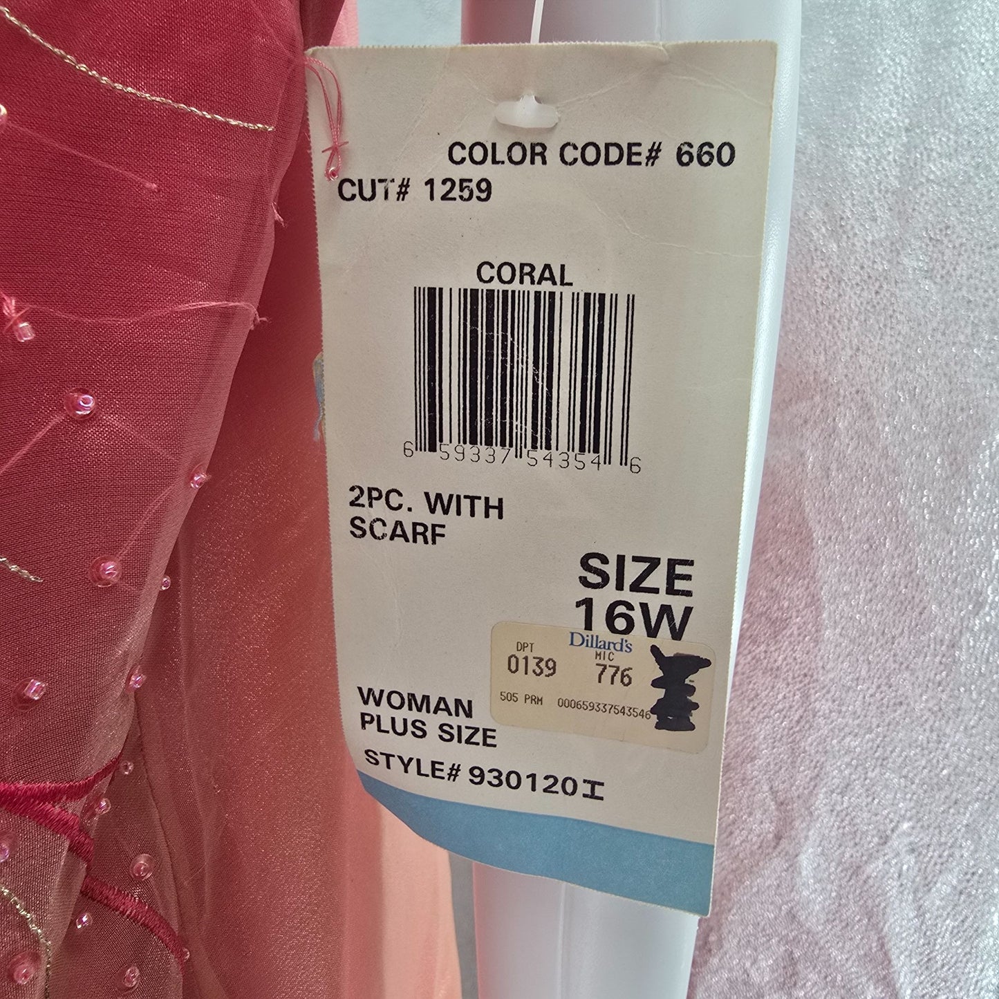 NWD Vintage Y2K Onyx Nite by Wendye Chaitin Pink Beaded Gown & Scarf Set (L)