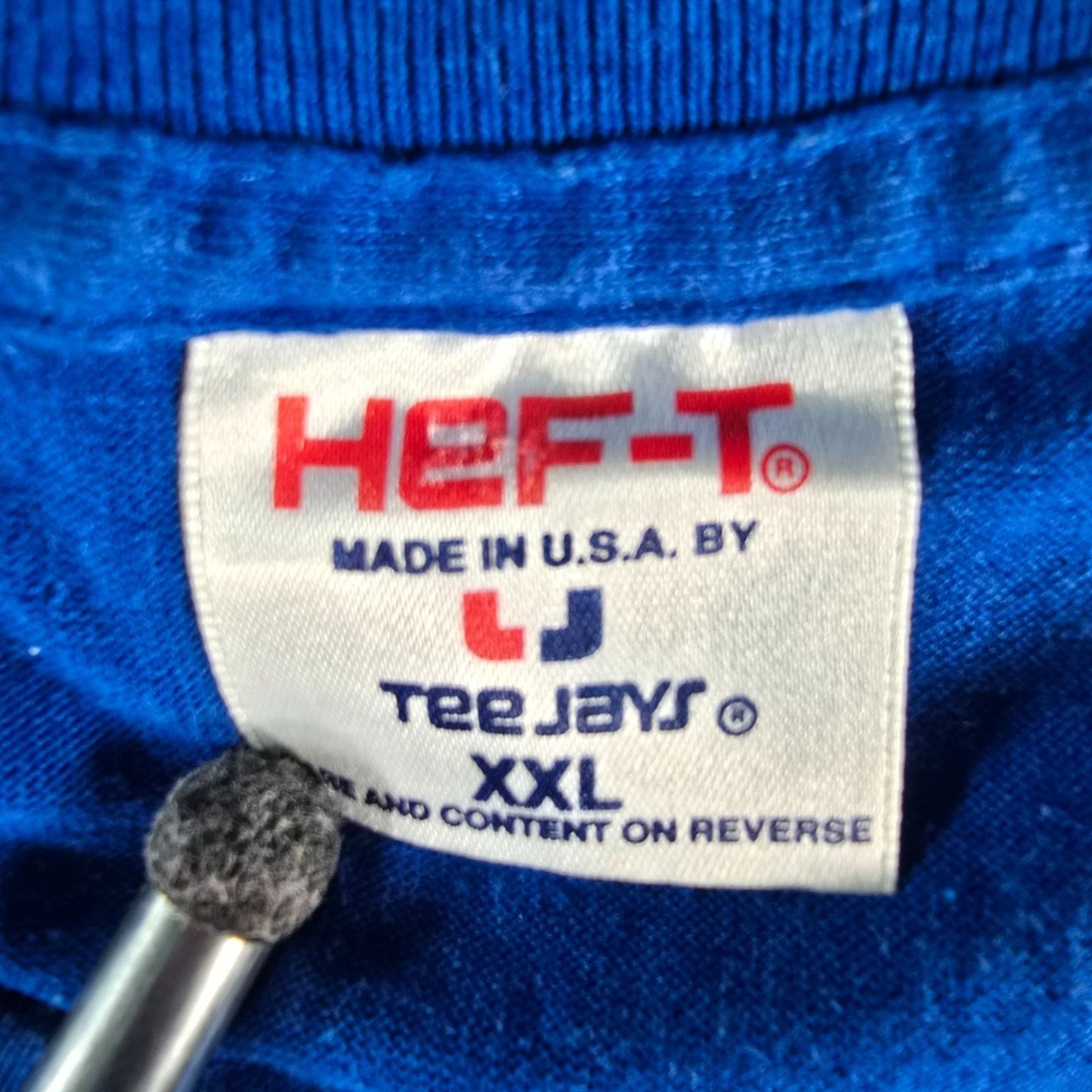 Vintage 1980s Heft-T by Tee Jays Single Stitch Blank Royal Blue T-Shirt (XL)