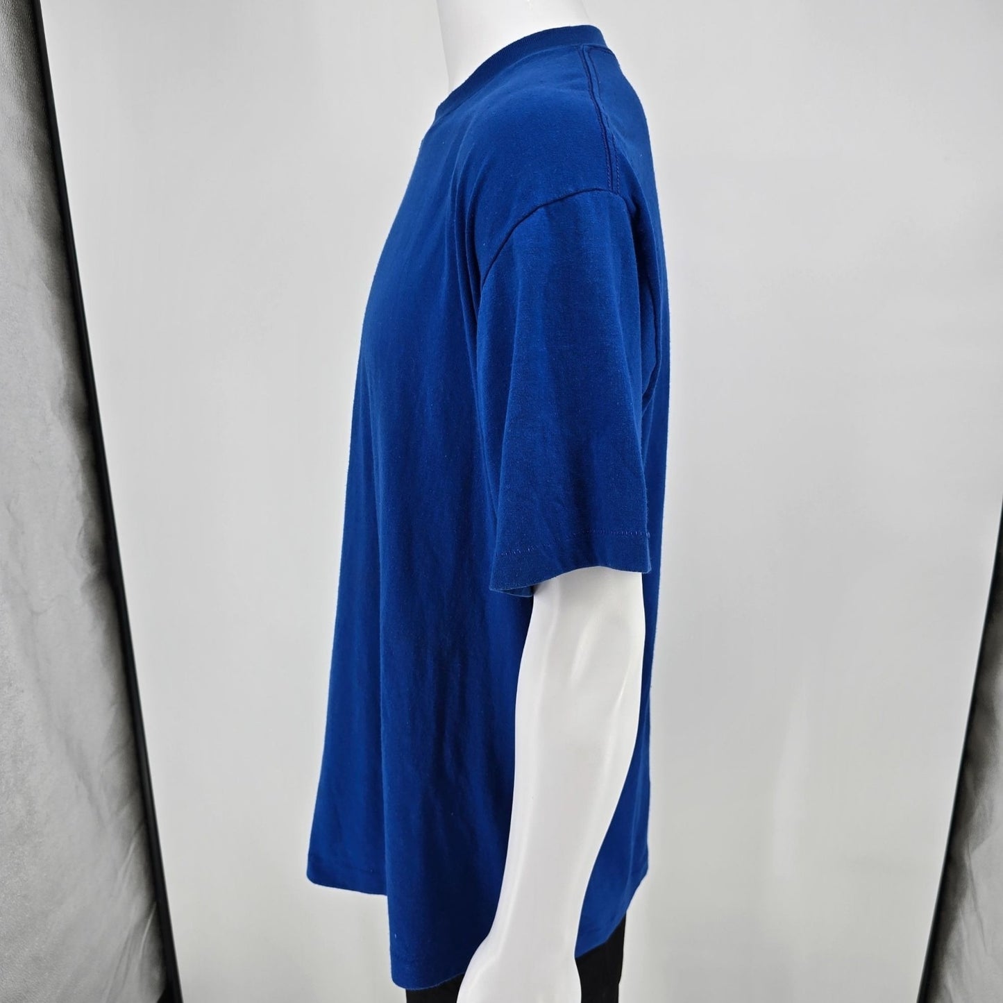Vintage 1980s Heft-T by Tee Jays Single Stitch Blank Royal Blue T-Shirt (XL)