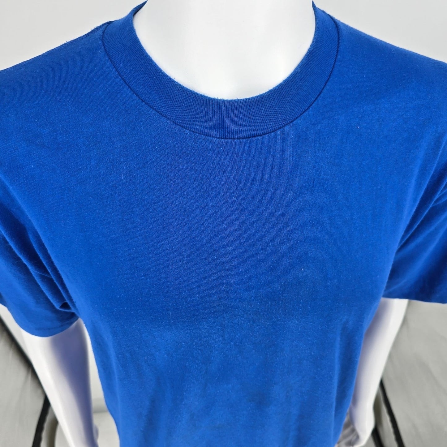 Vintage 1980s Heft-T by Tee Jays Single Stitch Blank Royal Blue T-Shirt (XL)