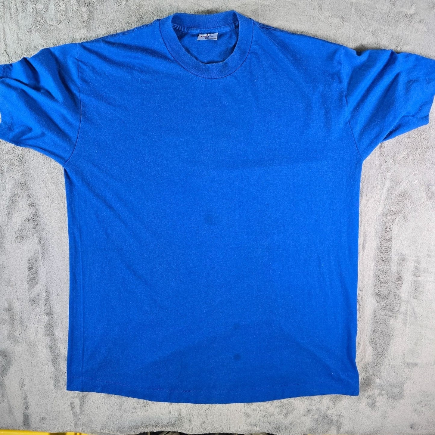 Vintage 1980s Heft-T by Tee Jays Single Stitch Blank Royal Blue T-Shirt (XL)