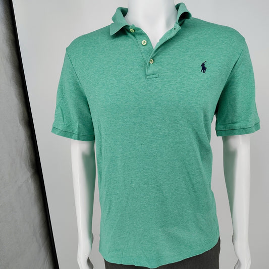 Polo Ralph Lauren Classic Fit Soft Touch Green Jersey Polo Blue Logo (Large)