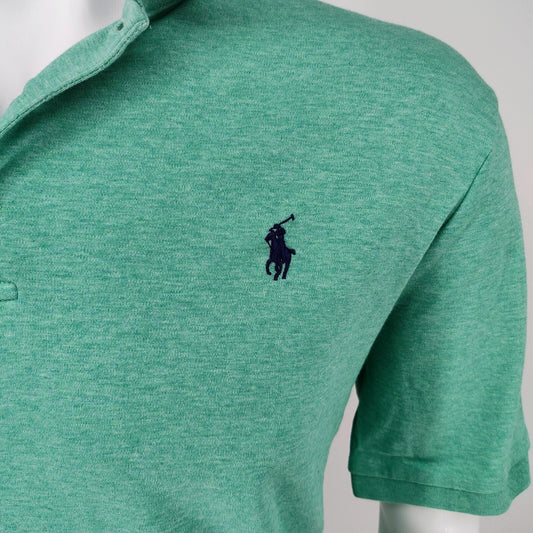 Polo Ralph Lauren Classic Fit Soft Touch Green Jersey Polo Blue Logo (Large)
