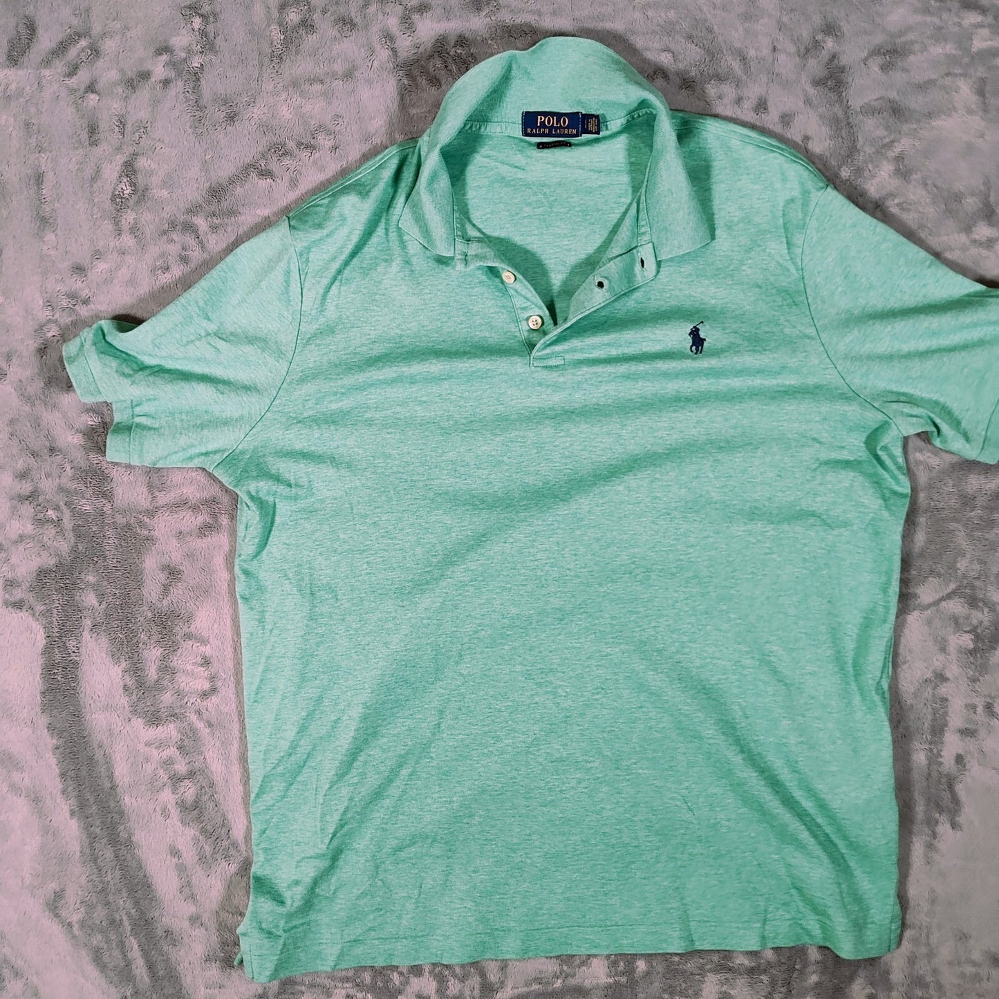 Polo Ralph Lauren Classic Fit Soft Touch Green Jersey Polo Blue Logo (Large)