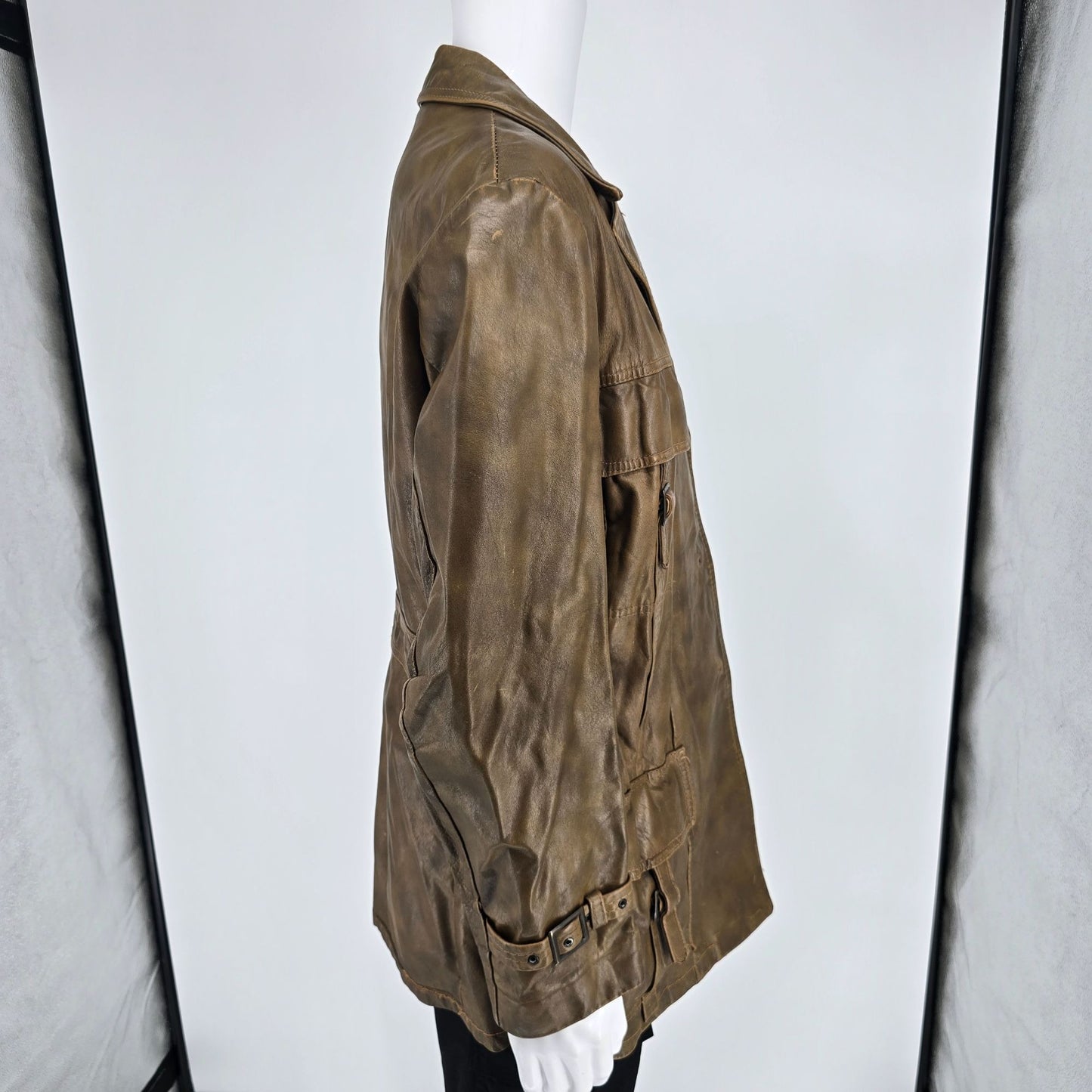 Vintage 1970s "The Gay Blade" Leather Safari Field Jacket (M/L) *Missing Buttons
