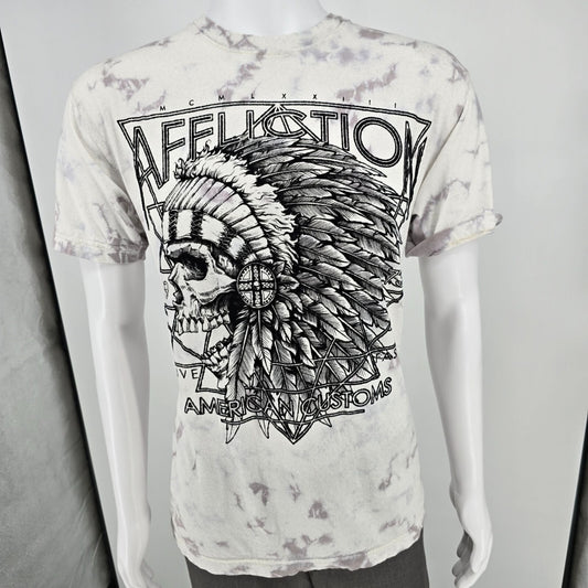 Affliction American Customs Ursa Major White/ Light Grey Ice Wash T-Shirt (L)