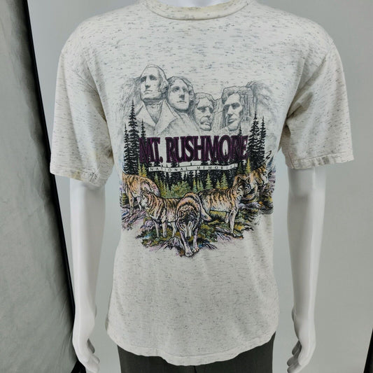 Vintage Single Stitch Mt. Rushmore National Memorial Wolf Graphic T-Shirt (L)