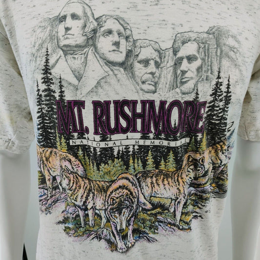 Vintage Single Stitch Mt. Rushmore National Memorial Wolf Graphic T-Shirt (L)