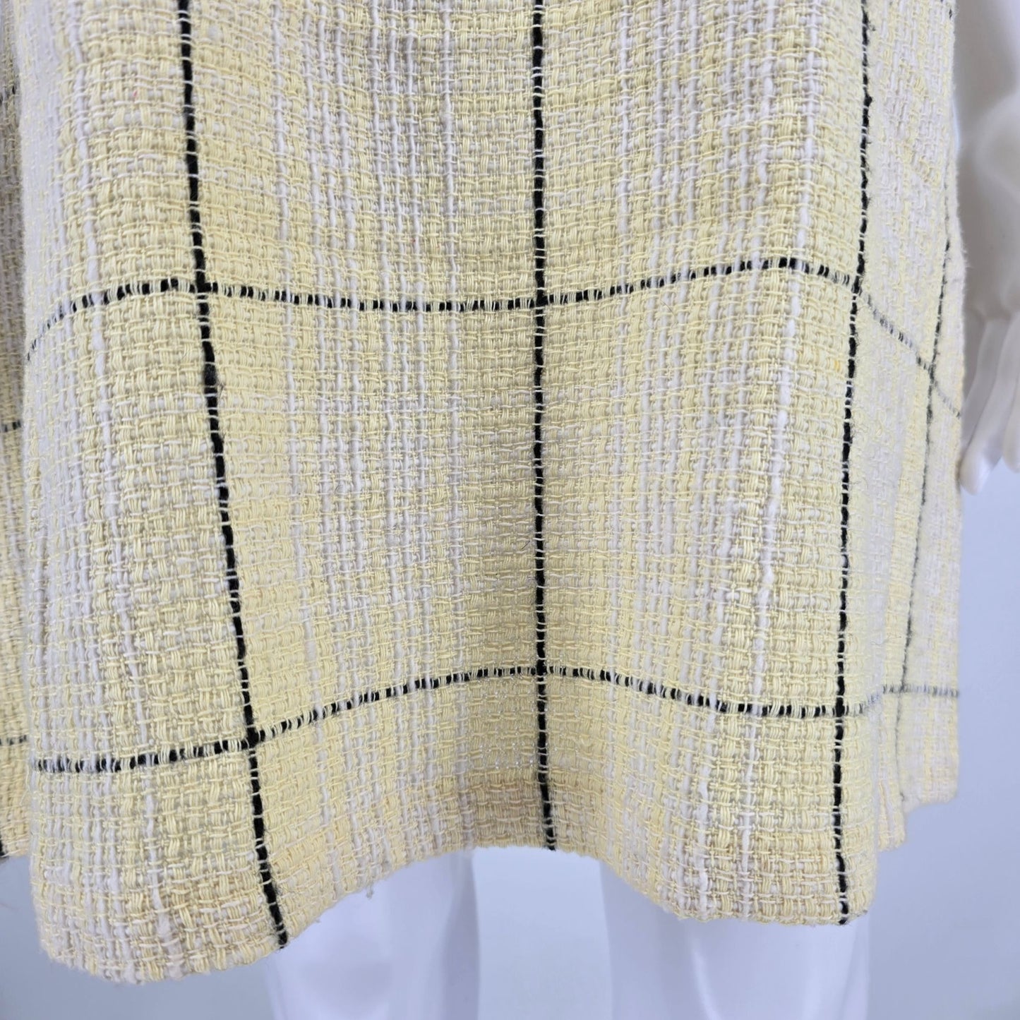 Vintage 1960s Yellow Windowpane Plaid Sleeveless Mod Shift Dress (Size 10/M)