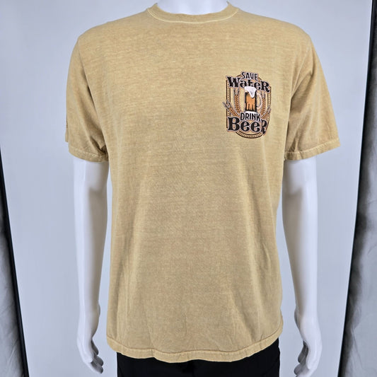 2023 Crazy Shirts "Save Water Drink Beer" Beer-Dyed Graphic T-Shirt (M)