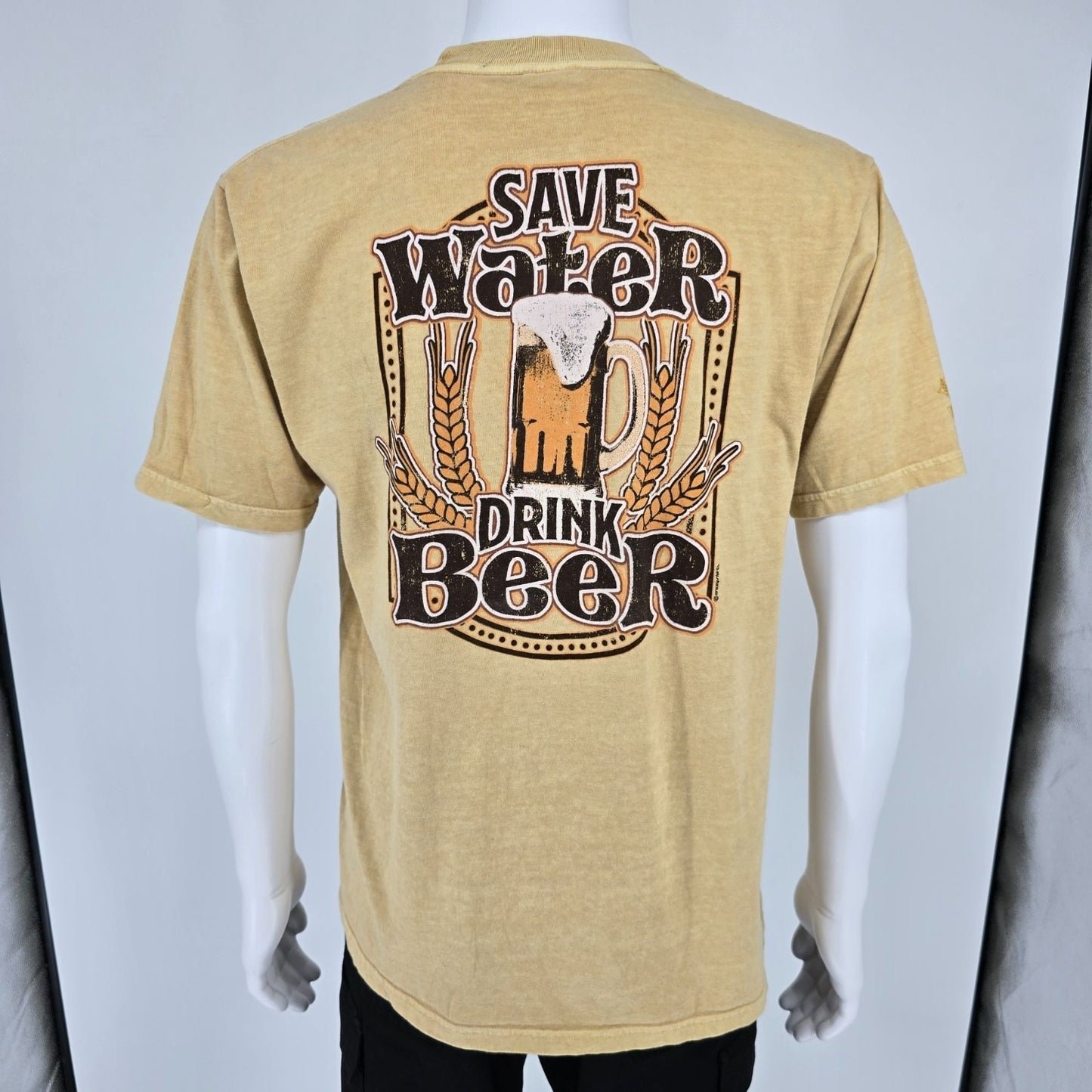 2023 Crazy Shirts "Save Water Drink Beer" Beer-Dyed Graphic T-Shirt (M)