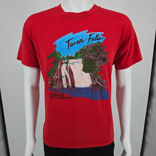 Vintage 1980s Screen Stars Turner Falls Davis Oklahoma Waterfall T-Shirt (M)