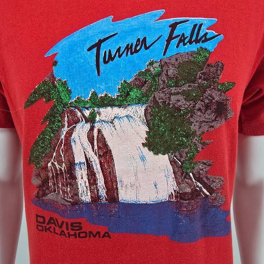 Vintage 1980s Screen Stars Turner Falls Davis Oklahoma Waterfall T-Shirt (M)