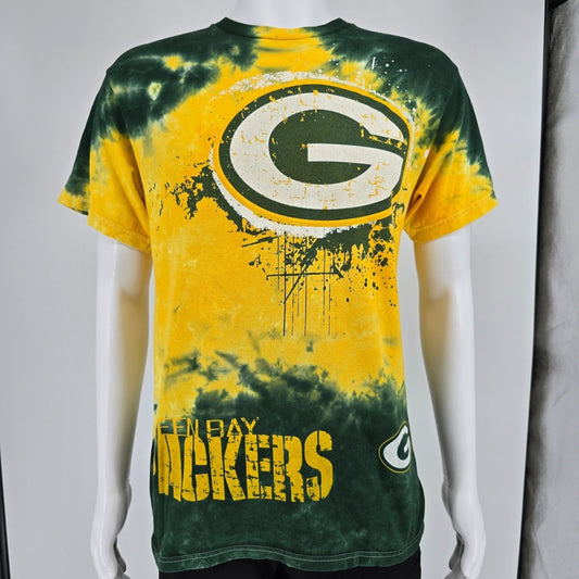 2010s NFL Team Apparel Green Bay Packers Tie-Dye Distressed Logo T-Shirt (M/L)