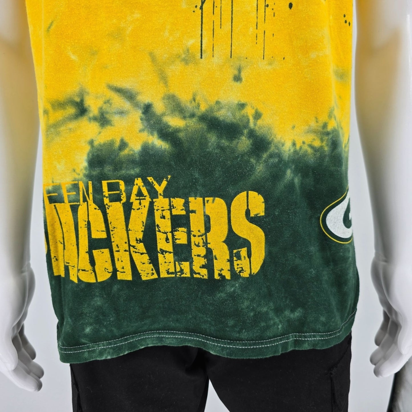 2010s NFL Team Apparel Green Bay Packers Tie-Dye Distressed Logo T-Shirt (M/L)