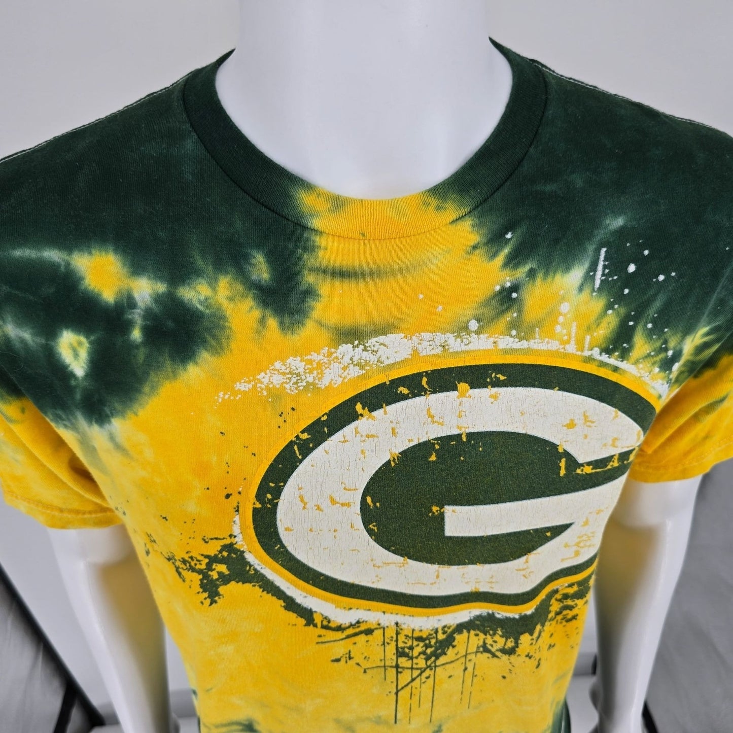 2010s NFL Team Apparel Green Bay Packers Tie-Dye Distressed Logo T-Shirt (M/L)