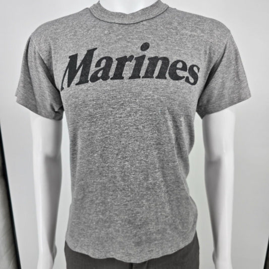 Vintage 1980s/1990s USMC "Marines" Single Stitch Gray Short Sleeve T-Shirt (M)