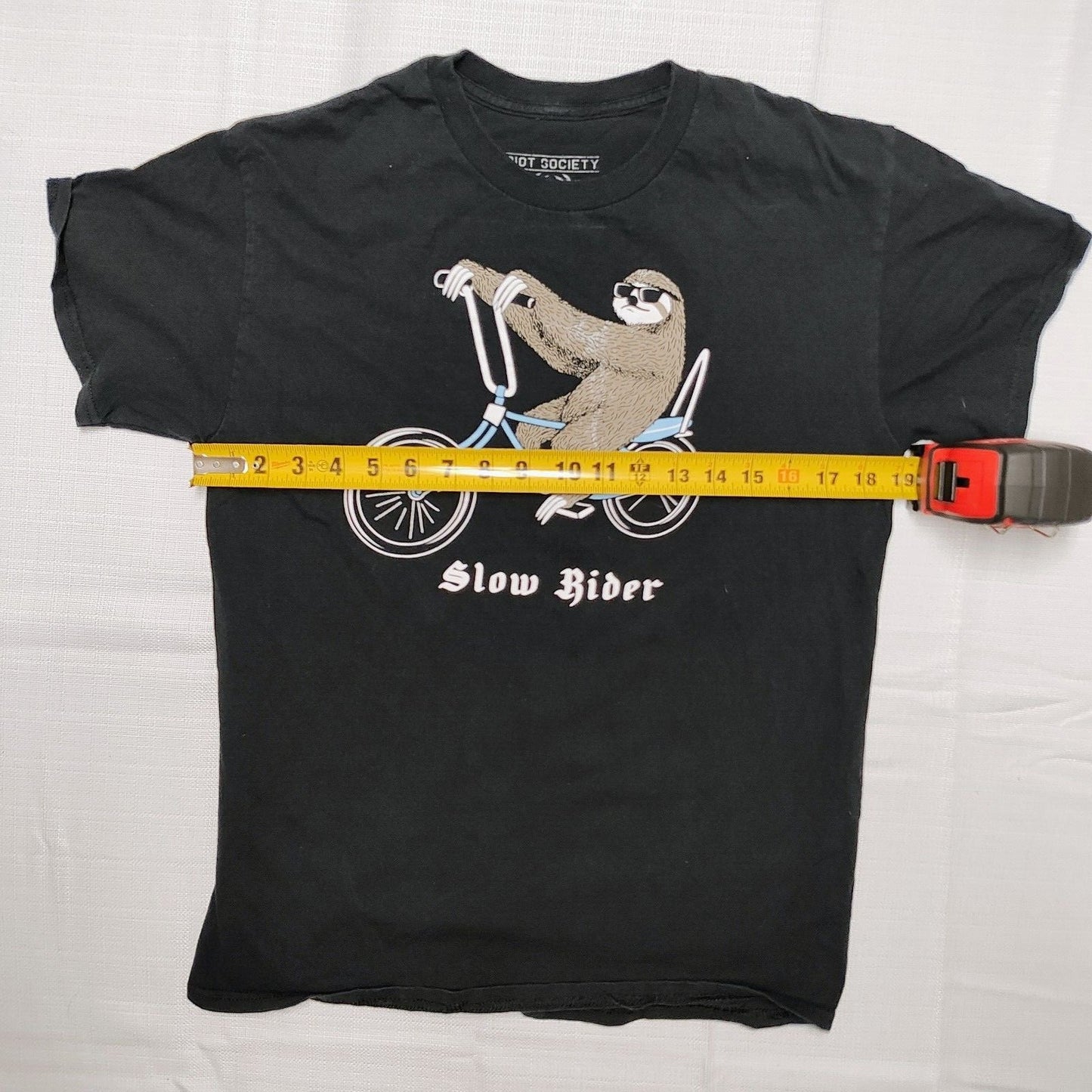 Riot Society Made in USA "Slow Rider" Sloth on Bicycle T-Shirt (Medium)