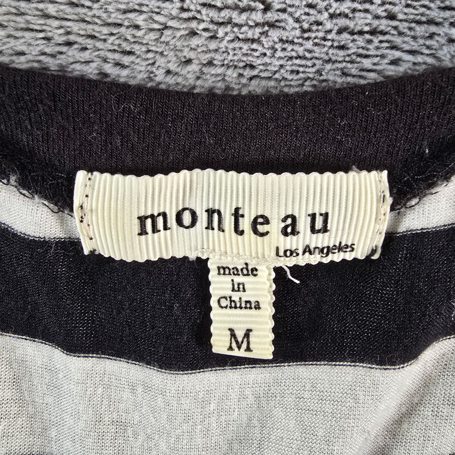 2010s Monteau Los Angeles Blak and White Striped Stretch Maxi Tank Dress (M)