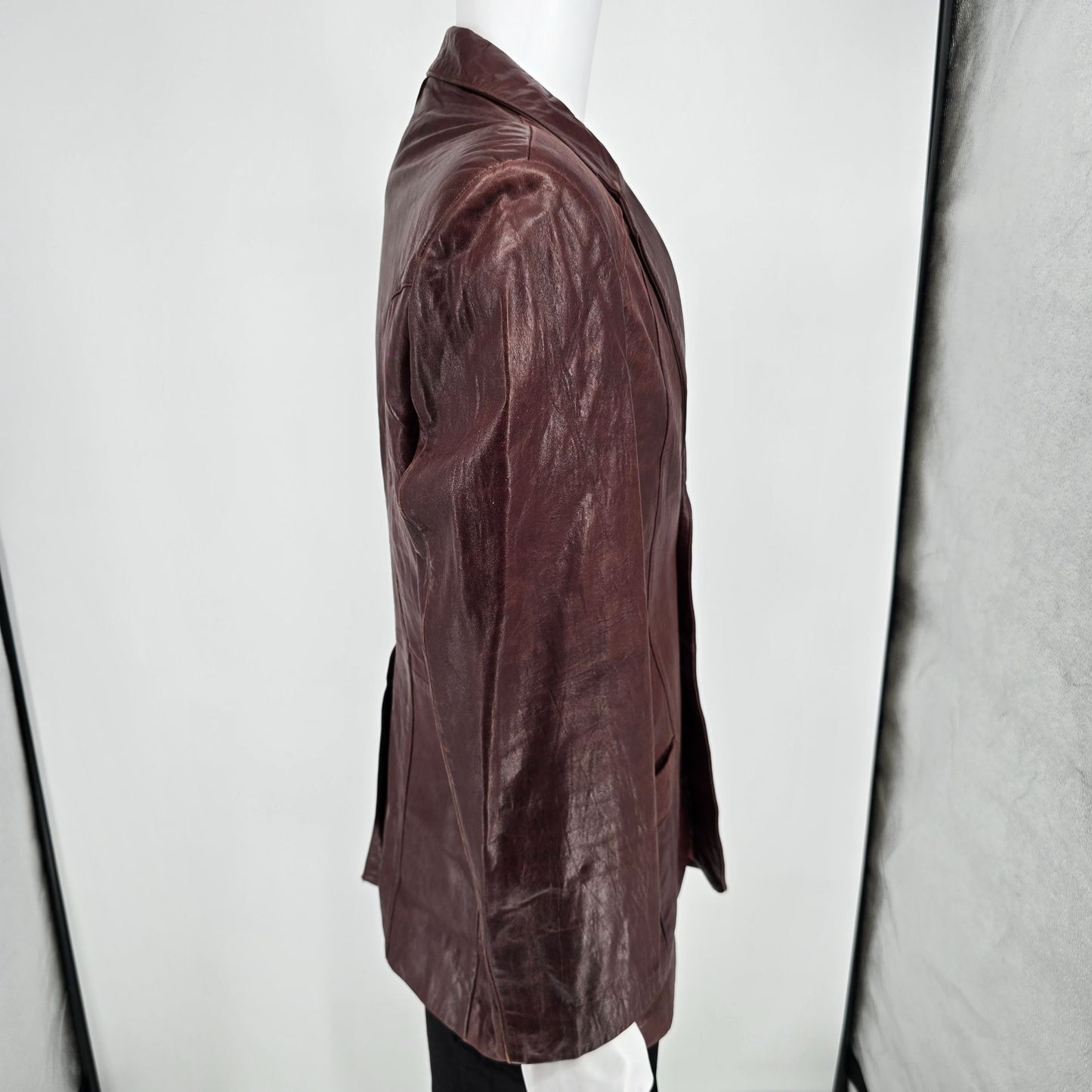 Vintage 1980s Berman's Oxblood Aniline Leather Sport Coat/Blazer Jacket (42)