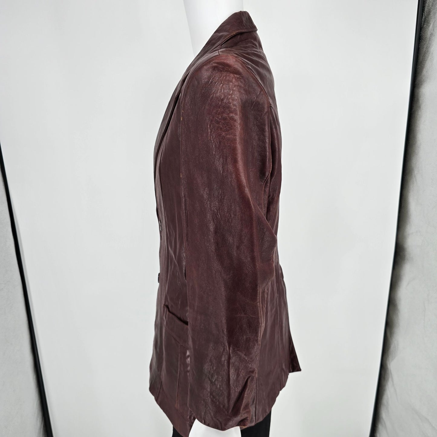 Vintage 1980s Berman's Oxblood Aniline Leather Sport Coat/Blazer Jacket (42)