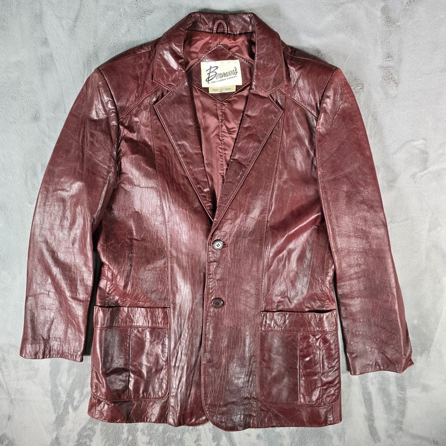Vintage 1980s Berman's Oxblood Aniline Leather Sport Coat/Blazer Jacket (42)