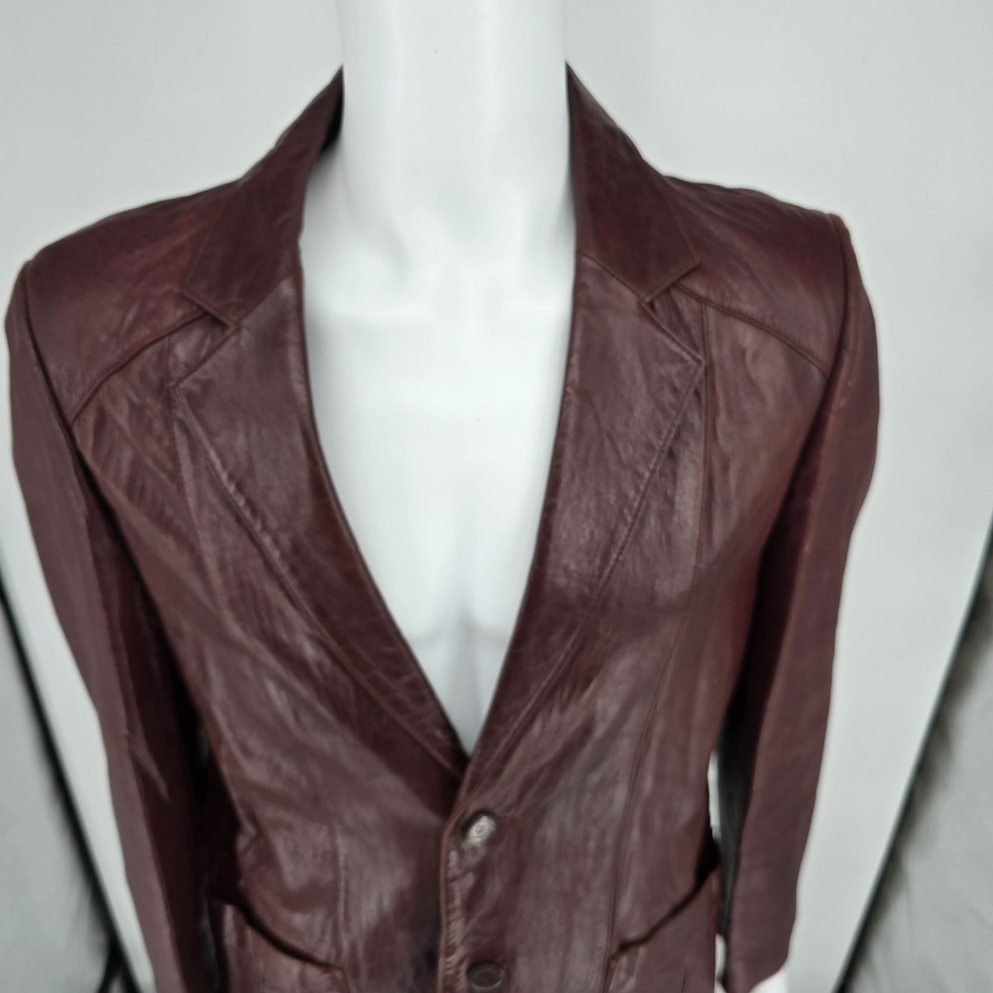 Vintage 1980s Berman's Oxblood Aniline Leather Sport Coat/Blazer Jacket (42)