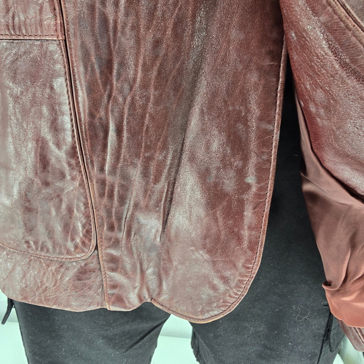 Vintage 1980s Berman's Oxblood Aniline Leather Sport Coat/Blazer Jacket (42)