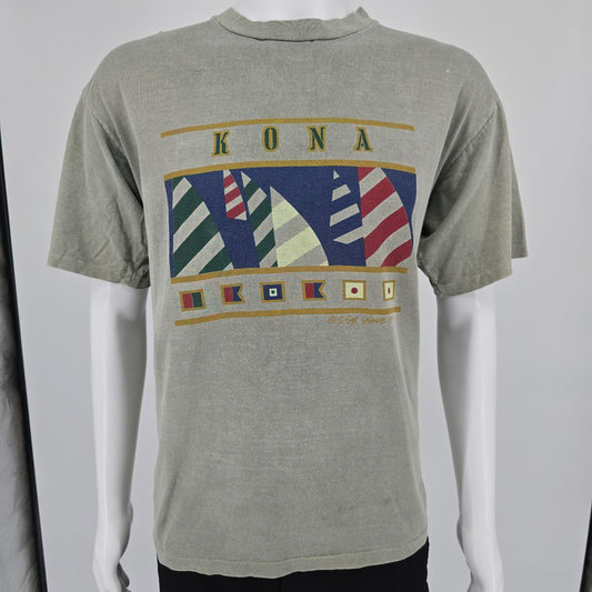 Vintage 190s Sgt. Leisure Kona Hawaii Oversized Sailboat Graphic T-Shirt (L)