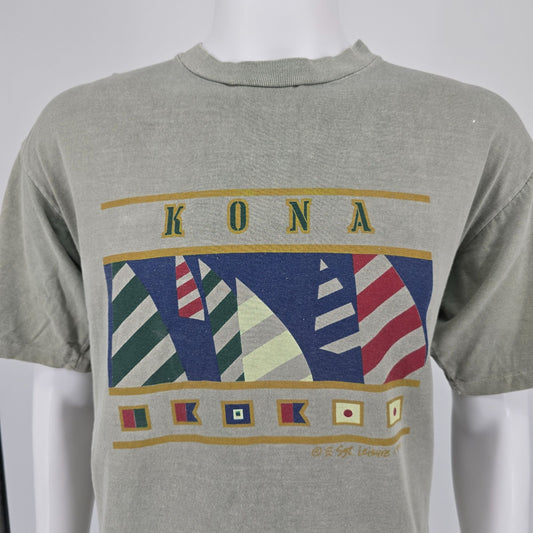 Vintage 190s Sgt. Leisure Kona Hawaii Oversized Sailboat Graphic T-Shirt (L)