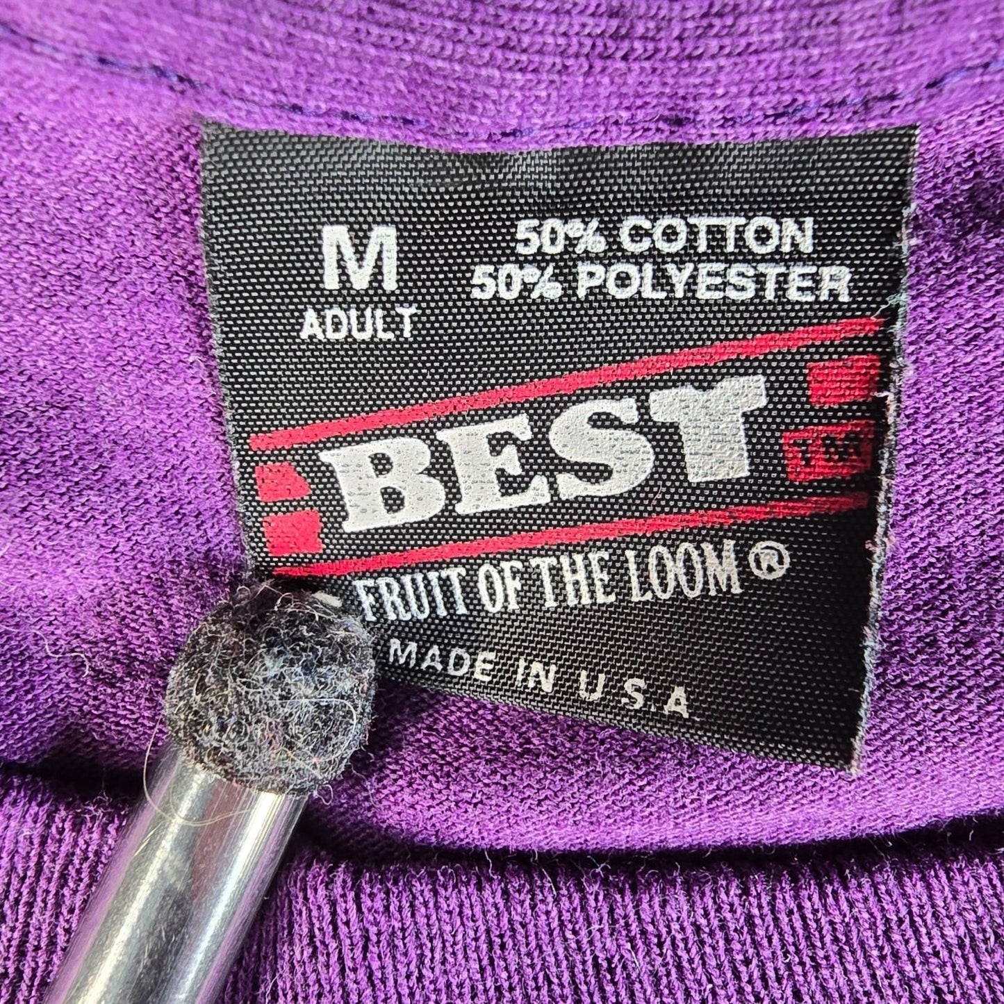 Vintage 1990s Fruit of the Loom Best "I 'Love' Purple" Single-Stitch T-Shirt (M)
