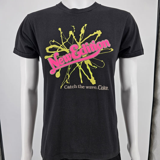 Vintage 1980s New Edition x Coca Cola "Catch the Wave" Promo Band T-Shirt (M)