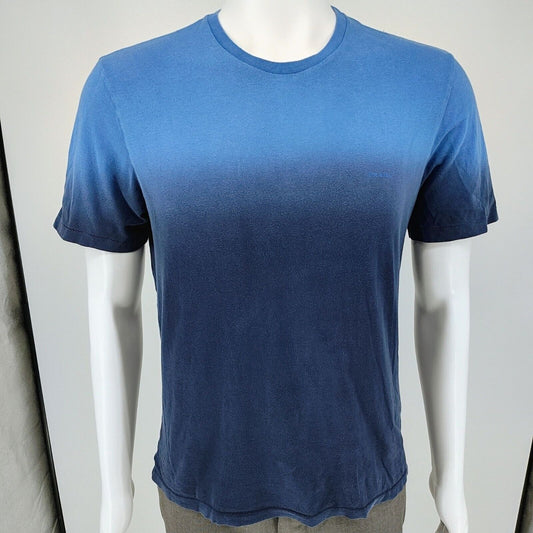 Prada Verfied Authentic Mens Crew Neck Blue Gradient Short-Sleve T-Shirt (Small)